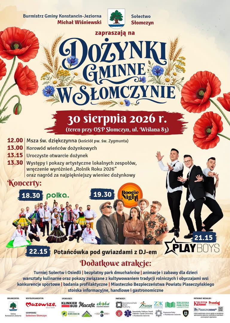 Plakat: Dożynki Gminne w Słomczynie 2026